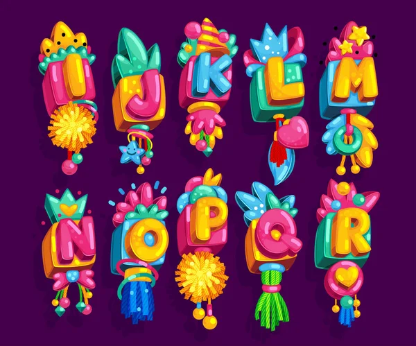 Alfabeto Niños Colgante Color Letras Conjunto — Vector de stock