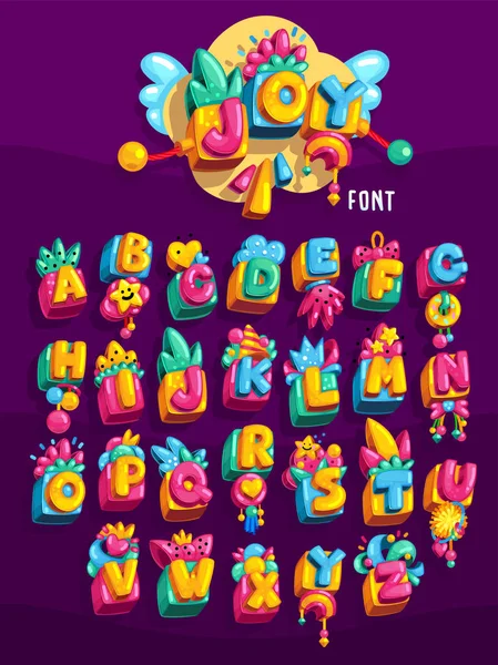 Vreugde Kinderen Speelgoed Kubus Kleurrijke Lettertype Symbool Van Vector Instellen — Stockvector