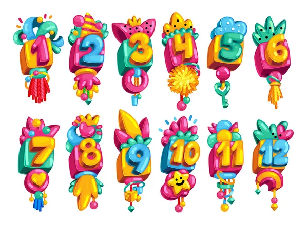 Cartoon Toy Colored Numbers Children Vector Character Set — Stock Vector