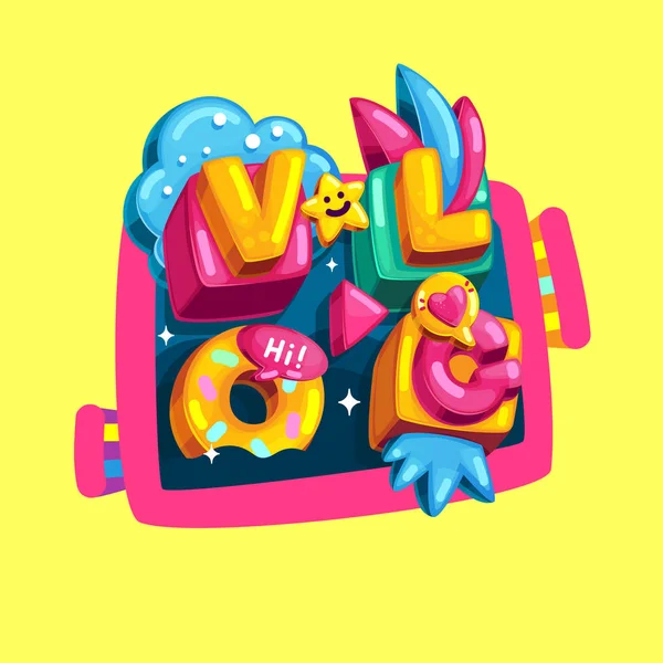 Vlog vektör yazdırma renk resimde sarı zemin üzerine