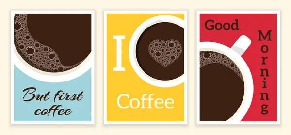 Set Von Kaffee Illustrationen Für Plakate Werbeplakate Ich Liebe Kaffee — Stockvektor