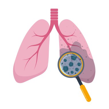 İnsan ciğerleri etkilenmiş. Hastalık için iç organ denetimi