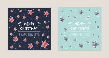 Kış tatilleri yıldızlı ve el yazması harfli kartları selamlar.