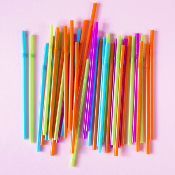Colorful Straws Pink Background — Stock Photo, Image