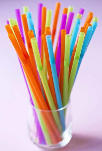 Colorful Straws Pink Background — Stock Photo, Image