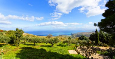 Visicari, Castellammare del Golfo, Sicilya deniz alan güzel bir görünümü 