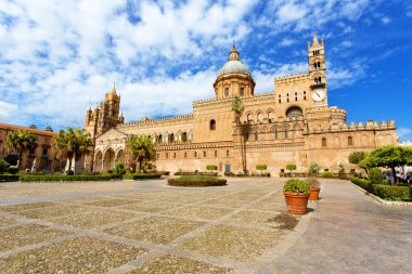 View of the facade of the Cathedral of Palermo, Sicily clipart