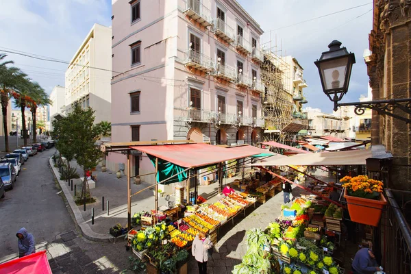 Widok Lotu Ptaka Rynku Capo Palermo Sycylia — Zdjęcie stockowe