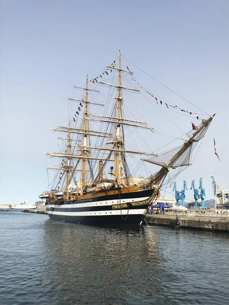 Gemi Amerigo Vespucci Palermo Liman Adlı Demirlemiş — Stok fotoğraf