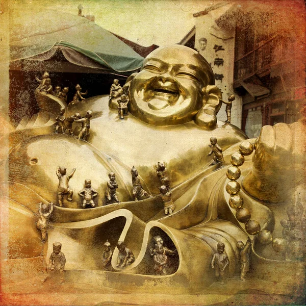 Statua di Buddha dorato a Hangzhou — Foto Stock