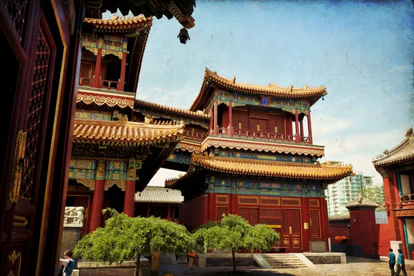 Vacker utsikt över Lamatemplet i Peking — Stockfoto