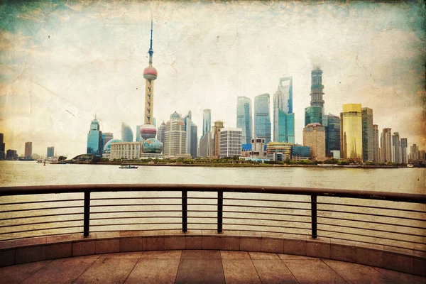 La splendida vista del Bund a Shanghai — Foto Stock