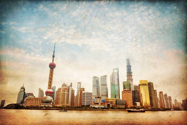 La splendida vista del Bund a Shanghai — Foto Stock