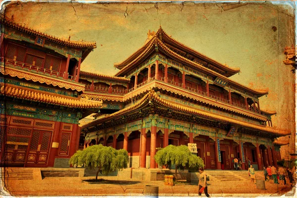 Vacker utsikt över Lamatemplet i Peking — Stockfoto