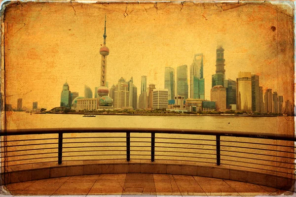 La splendida vista del Bund a Shanghai — Foto Stock