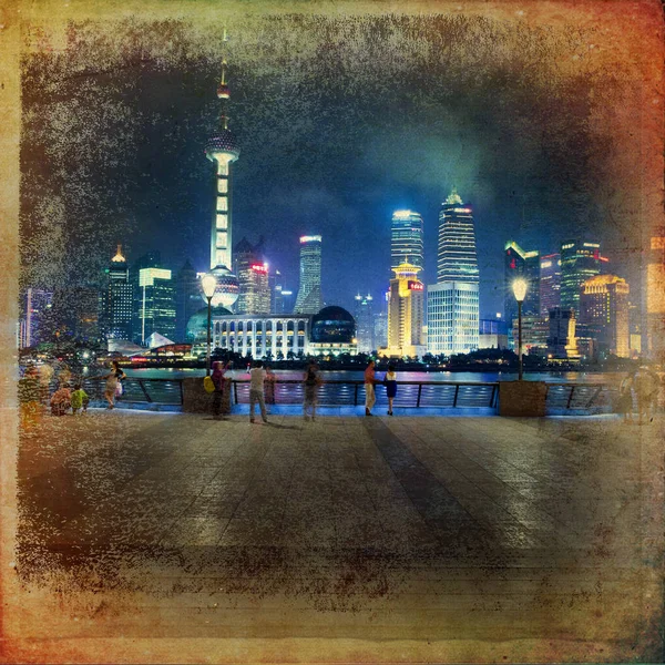 La hermosa vista del Bund en Shanghai — Foto de Stock