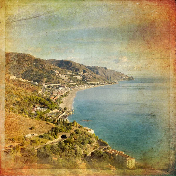Kıyı şeridi taormina, Sicilya, İtalya — Stok fotoğraf