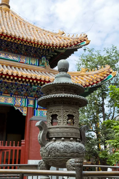 Piękny widok na świątynię Lamy w Pekinie — Zdjęcie stockowe