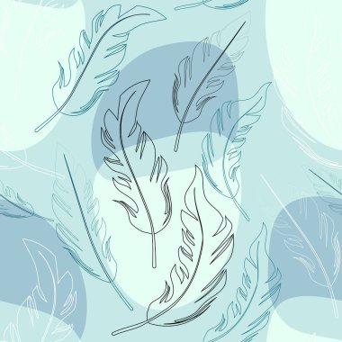 Kuş tüyü. Suluboya lekelerinin arka planına çizgiler çiziyorum. Çizim, taslak, mürekkep, serbest çizim, grafikler. Beyaz arkaplanda izole edilmiş vektör illüstrasyonu.