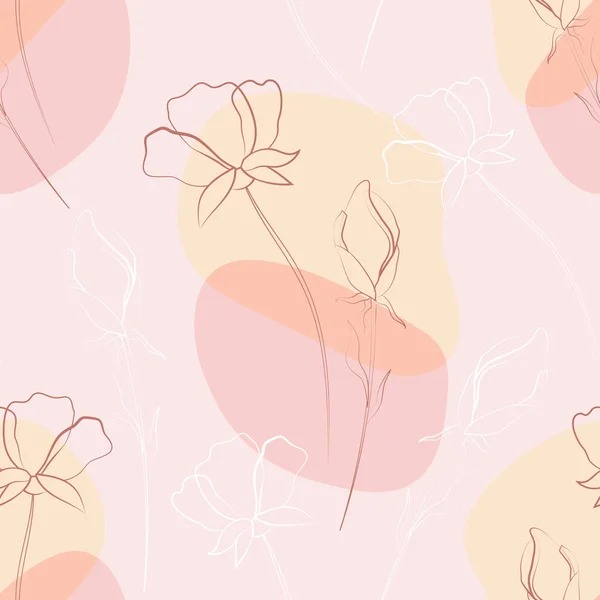 Fleurs Feuilles Fleur Motif Sans Couture Tracer Des Lignes Sur — Image vectorielle