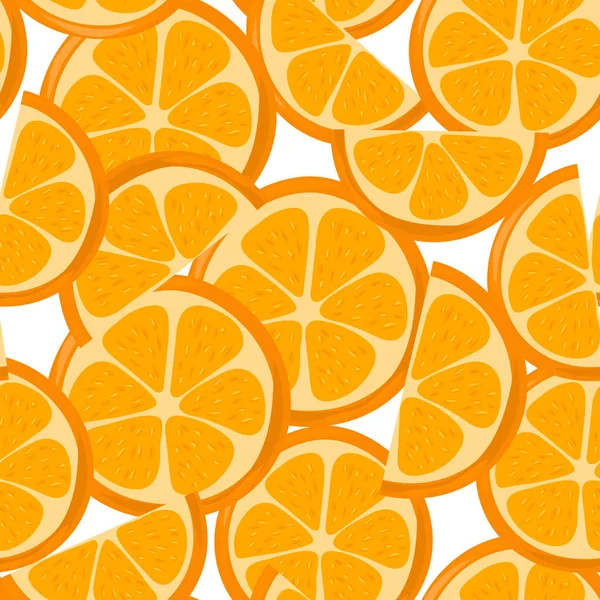 Juicy Fresh Oranges Fruit Slices Summer Seamless Pattern Vector Illustration — Stock Vector