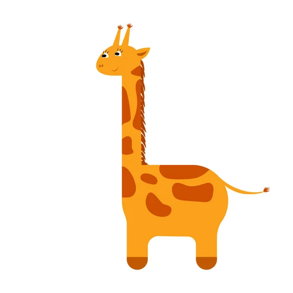 Cute Cartoon Giraffe Flat Vector Illustration Isolated White Background Element — Stock Vector