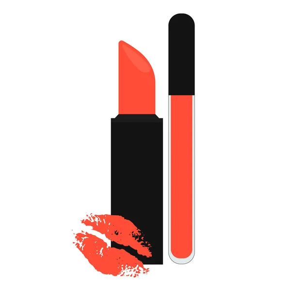 Rouge Lèvres Swatch Empreinte Des Lèvres Embrasse Illustration Cosmétique Mode — Image vectorielle
