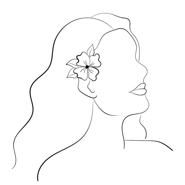 Cara Mulher Abstrata Arte Linha Esboço Retrato Estilo Minimalista Estilo —  Vetores de Stock