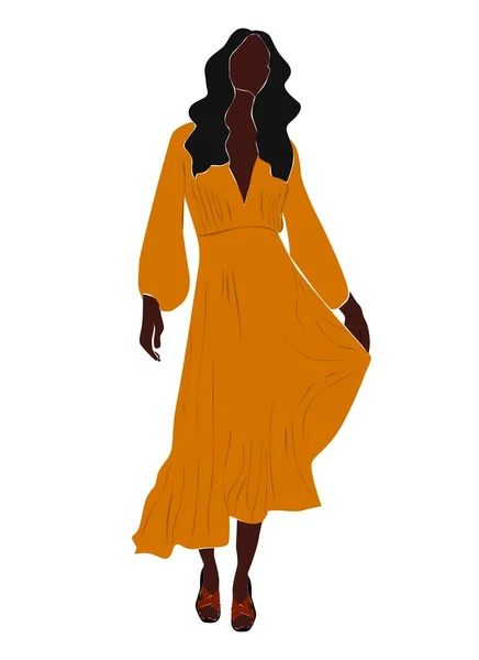 Mujer Abstracta Sobre Fondo Blanco Chica Joven Vestida Con Vestido — Vector de stock