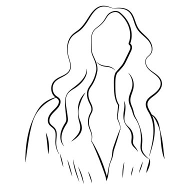 Genç ve güzel bir kadın portresi. Moda. Çizgi çalışması. Avatar, ikon. Düz vektör çizimi beyaz arkaplanda izole edildi.