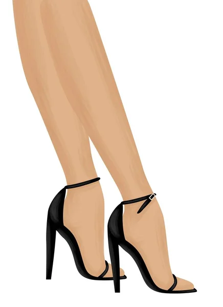 Weibliche Beine Schuhe Mit Hohen Absätzen Elegante Mode Illustration Modernes — Stockvektor