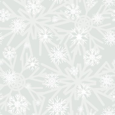 Açık mavi zemin üzerinde beyaz kar taneleri. Kusursuz desen. Yeni yıl, tatiller, Noel. Kış dönemi. İzole vektör illüstrasyonu.