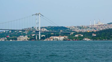 Istanbul, Türkiye - 24 Mayıs: Görünüm Istanbul Türkiye'de Boğaziçi Köprüsü'nün 24 Mayıs 2018