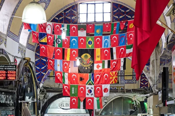 Istanbul Turkey May View Flags Grand Bazaar Istanbul Turkey May — Stock Photo, Image