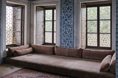 Istanbul, Türkiye - 27 Mayıs: Topkapı Sarayı ve Müzesi Istanbul Türkiye'de 27 Mayıs 2018 iç görünüm