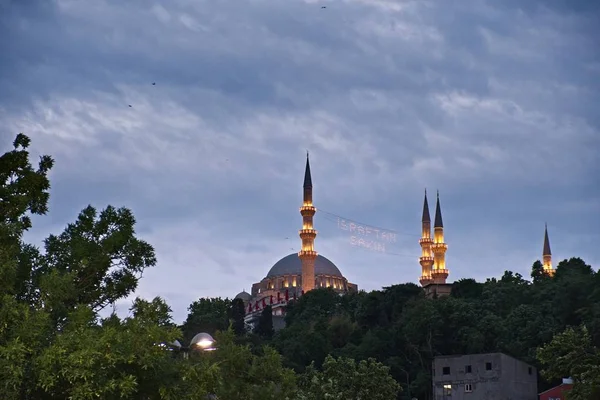 Istanbul Turquie Mai Vue Nuit Mosquée Suleymaniye Istanbul Turquie Mai — Photo