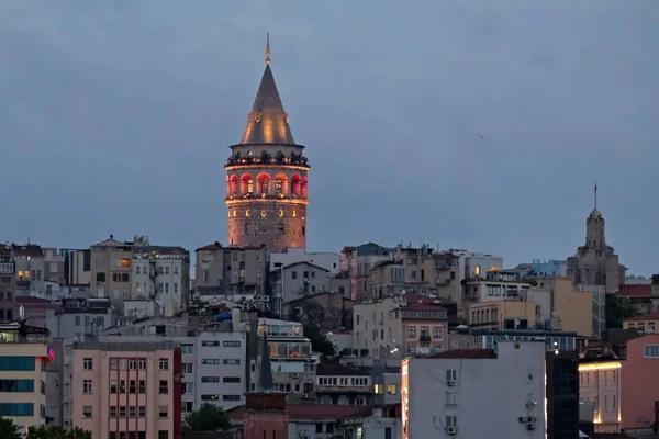 Istanbul Türkiye Mayıs Mayıs 2018 Istanbul Galata Kulesi Gece Görünümü — Stok fotoğraf