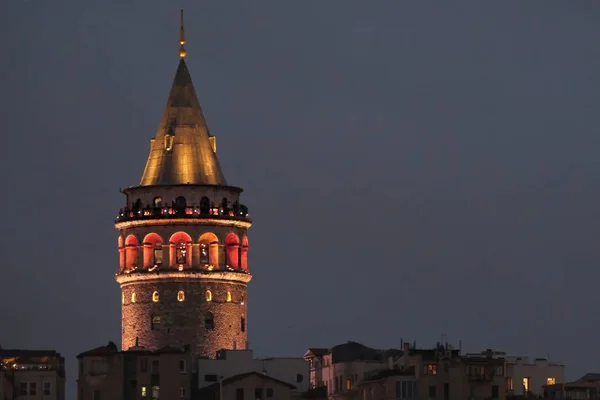 Istanbul Turkiet Maj Natten Utsikt Över Galata Tower Istanbul Maj — Stockfoto