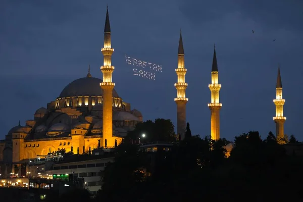 Istanbul Turquia Maio Vista Noturna Mesquita Suleymaniye Istambul Turquia Maio — Fotografia de Stock
