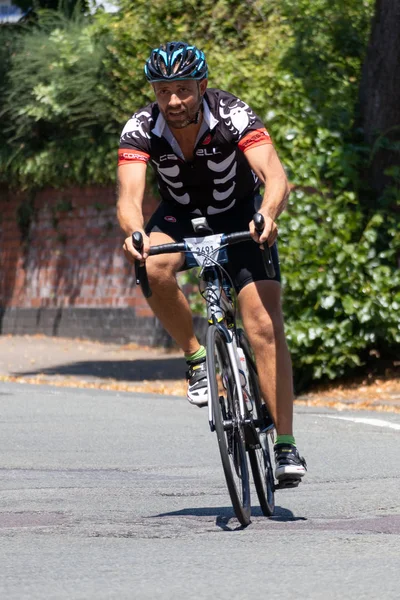 Cardiff Wales Julho Ciclista Participando Evento Ciclismo Velothon Cardiff Wales — Fotografia de Stock