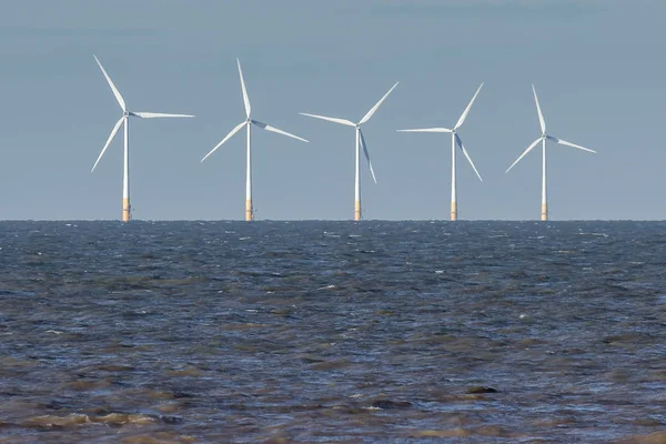 Reculver England December Wind Turbines Shore Reculver Kent December 2008 — Stock Photo, Image