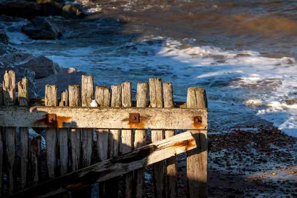 Reculver Seeabwehrsysteme Sind Abgenutzt — Stockfoto