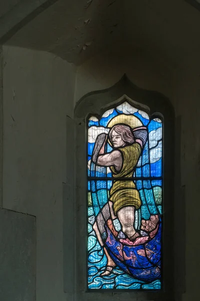 Alfriston Sussex July Stained Glass Window Andrew Church Alfriston Sussex — Stock Photo, Image