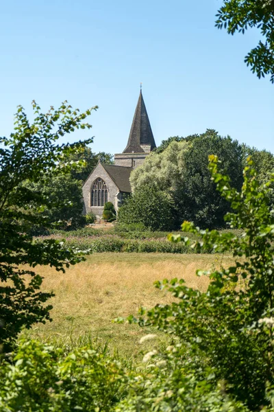 Alfriston Sussex Julio Vista Iglesia San Andrés Alfriston Sussex Julio — Foto de Stock