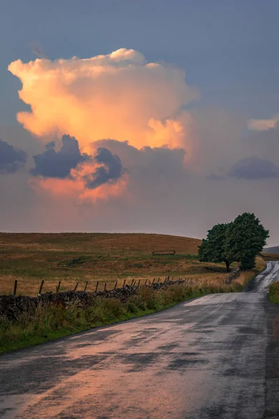 Céu Entardecer Yorkshire Dales National Park Perto Malham — Fotografia de Stock