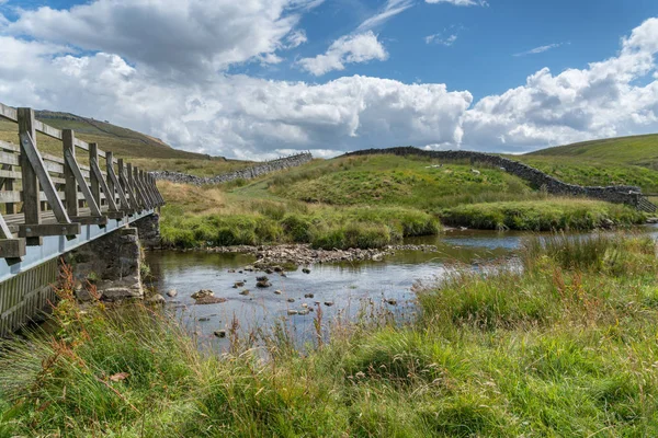 Vista Sobre Rio Twiss Perto Ingleton Yorkshire — Fotografia de Stock