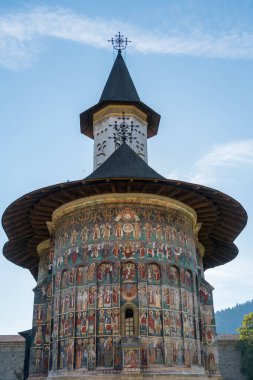 Sucevita, Moldova/Romanya - 18 Eylül: Dış görünümünü Sucevita Moldova Romanya manastırda üzerinde 18 Eylül 2018