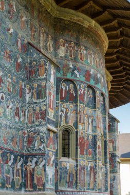Sucevita, Moldova/Romanya - 18 Eylül: Dış görünümünü Sucevita Moldova Romanya manastırda üzerinde 18 Eylül 2018