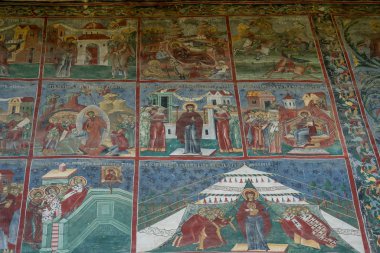 Sucevita, Moldova/Romanya - 18 Eylül: Dış görünümünü Sucevita Moldova Romanya manastırda üzerinde 18 Eylül 2018