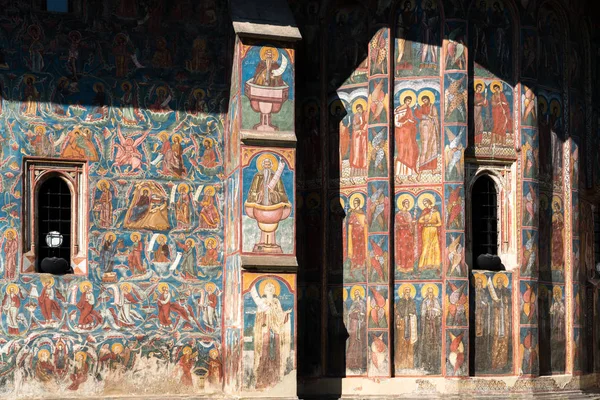 Moldovita Μολδαβία Ρουμανία Σεπτεμβρίου Τοιχογραφίες Στο Εξωτερικό Του Μοναστηριού Στο — Φωτογραφία Αρχείου